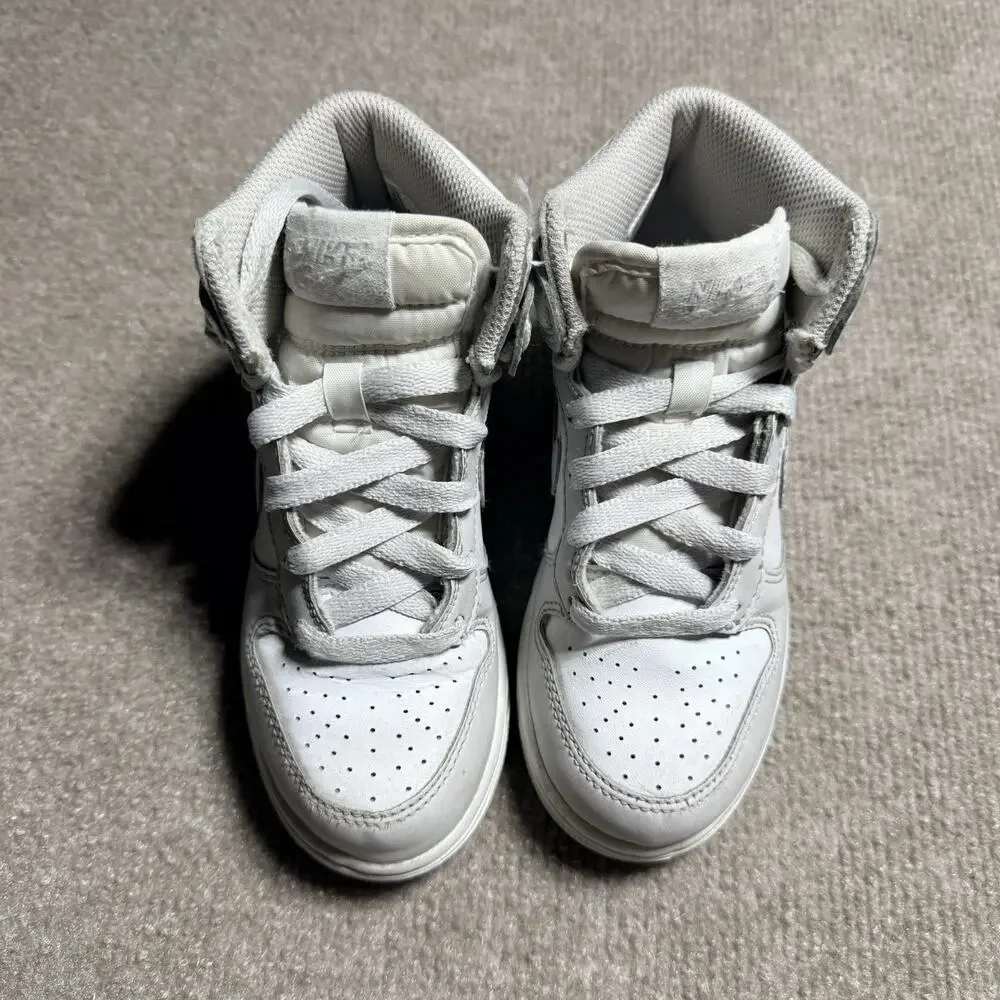 Nike Dunk High‎ Retro White Vast Grey Toddler Kids 11C DD2314-101 GUC Grey White